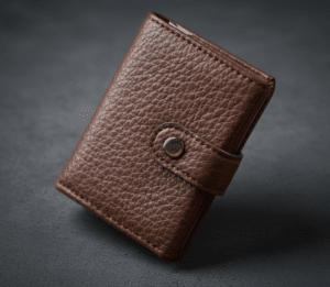 Brown textured leather wallet with snap button closure from Gentleman’s Gift Set Classic Brown