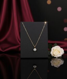 Women gold tone necklace with round pendant