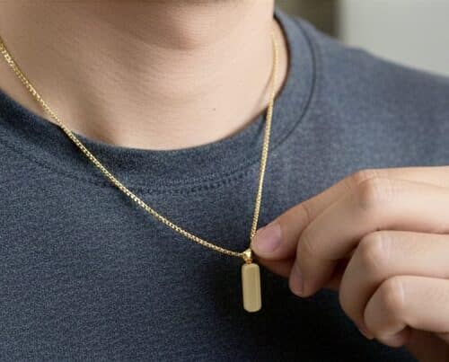 Men Gold Tone Steel Necklace