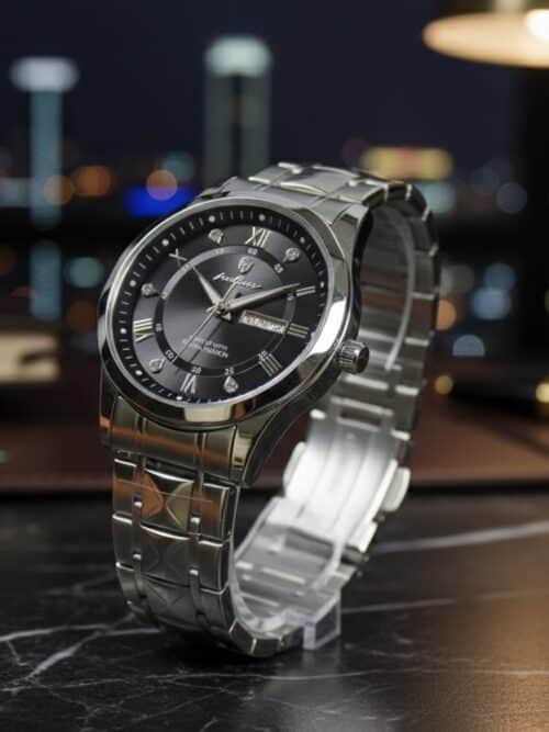 Gentleman silver tone watch black