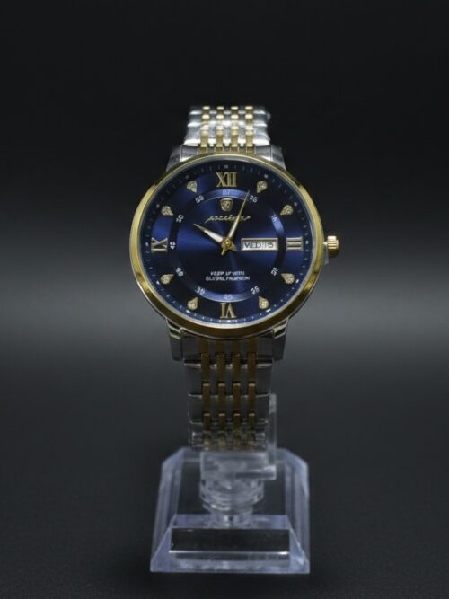 Gentleman gold tone watch blue