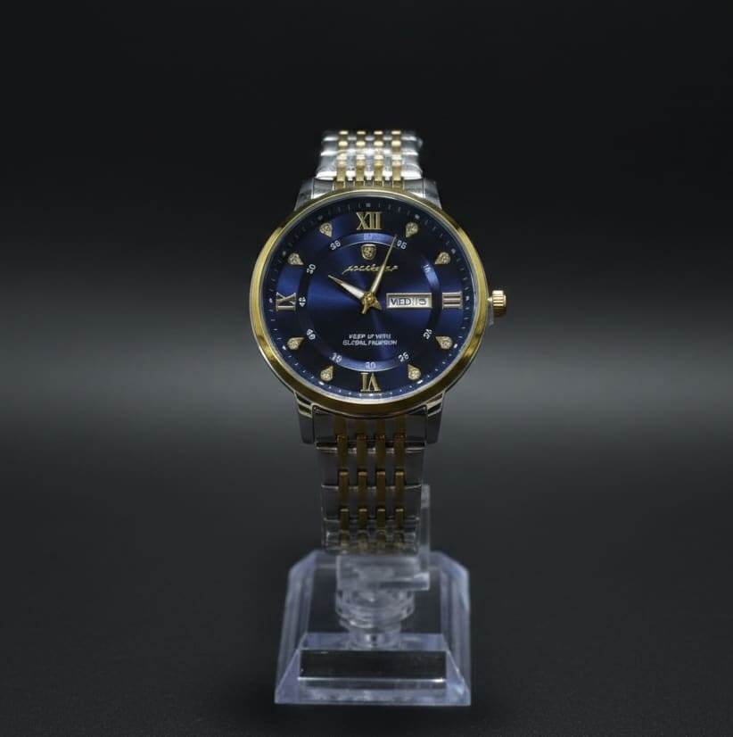 Gentleman gold tone watch blue