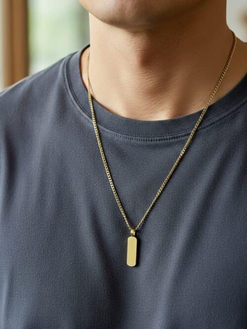 Men Gold Tone Steel Necklace