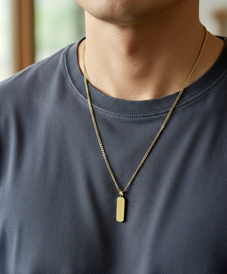 Men Gold Tone Steel Necklace