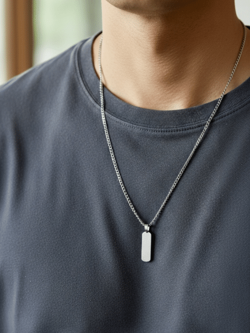 Men Silver Tone Steel Necklace