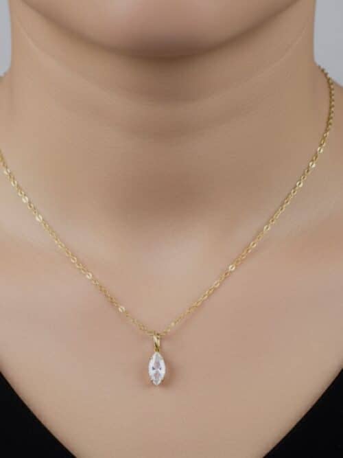 Steel Gold-tone oval necklace