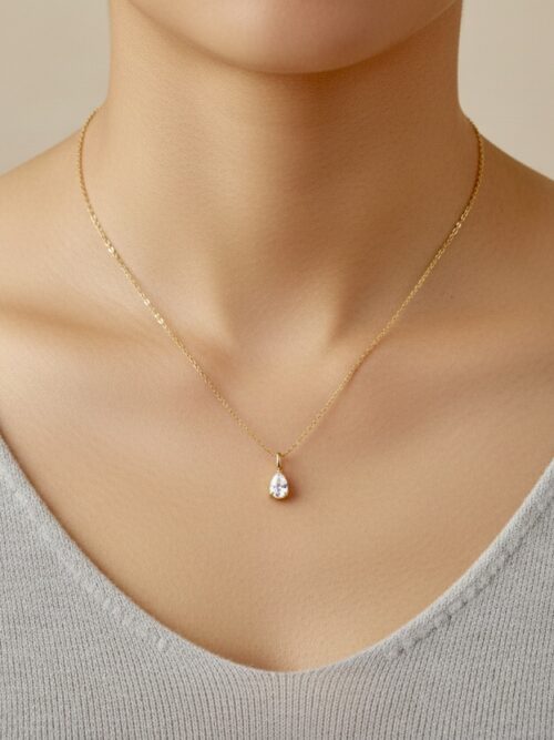 Steel Gold-tone teardrop necklace