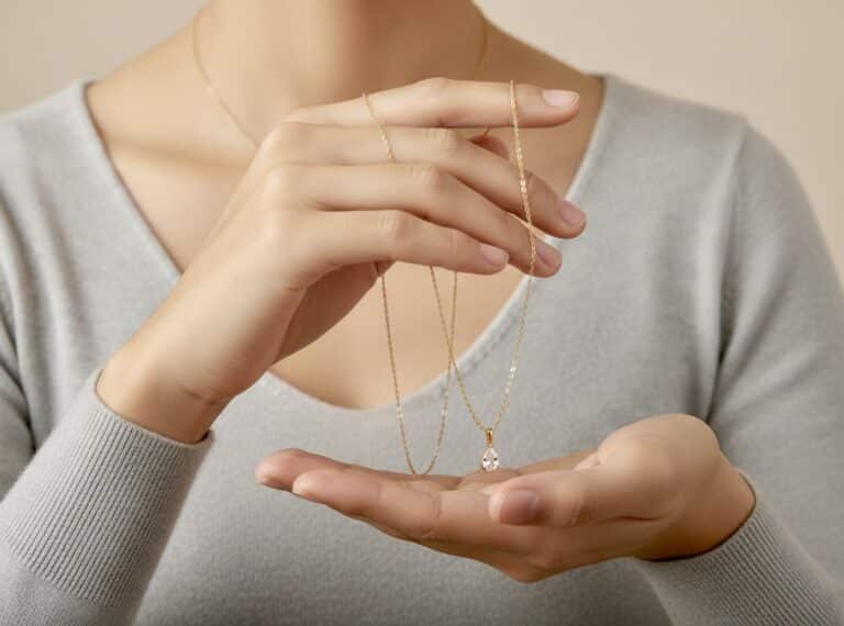 Steel Gold-tone teardrop necklace