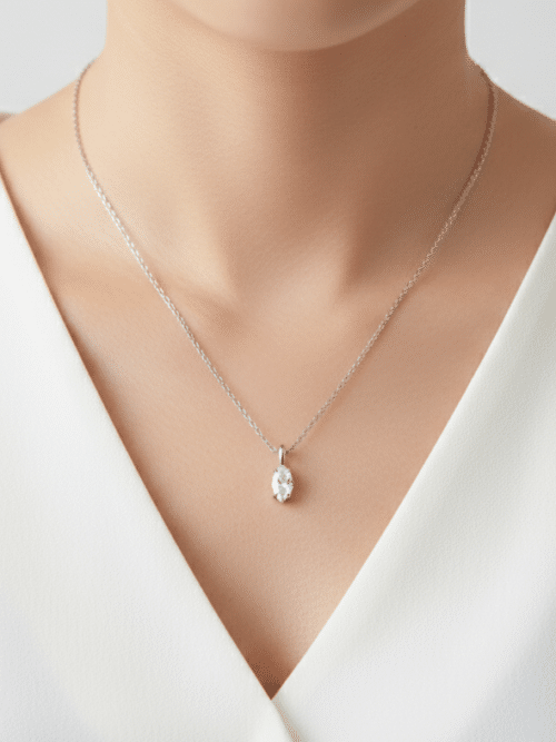 Steel Silver-tone oval necklace