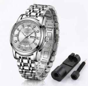 Silver tone watch for women