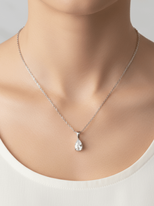 Steel Silver-tone teardrop necklace