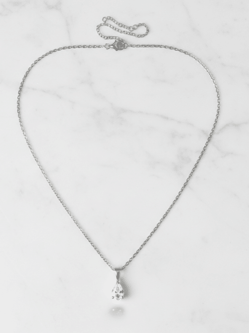 Steel Silver-tone teardrop necklace