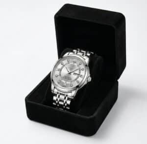 Silver tone watch for women in box