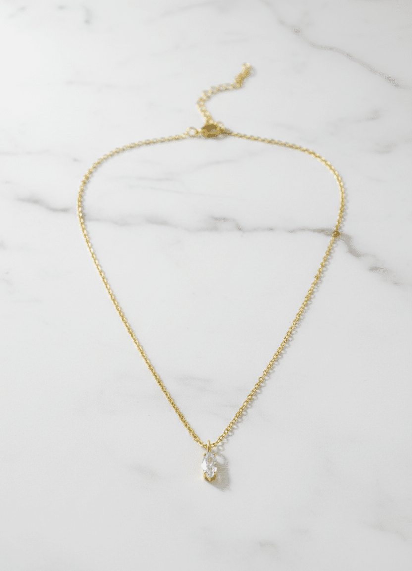 Steel Gold-tone oval necklace