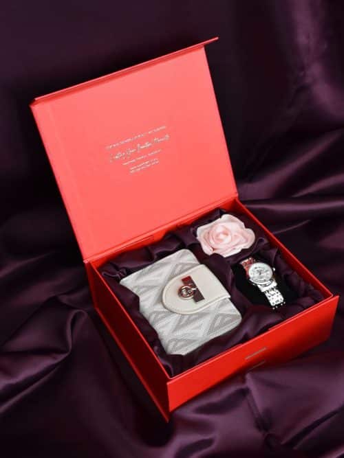 Watch and wallet set women – red version
