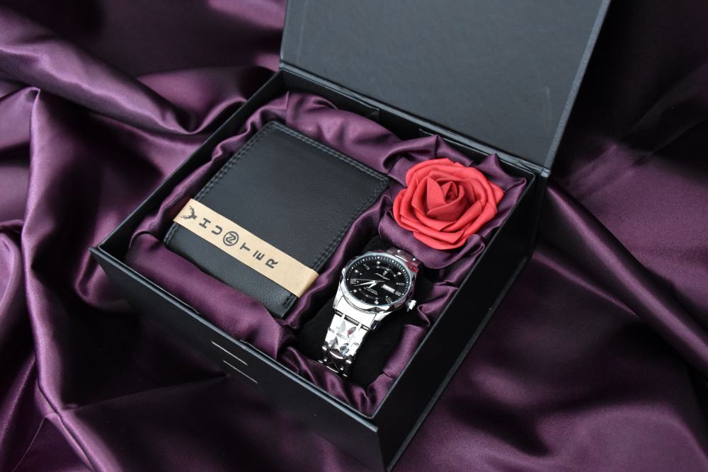 Men’s Watch and Wallet Set - Black Leather - Image 4